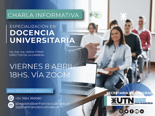 Charla informativa sobre la Especialización en Docencia Universitaria